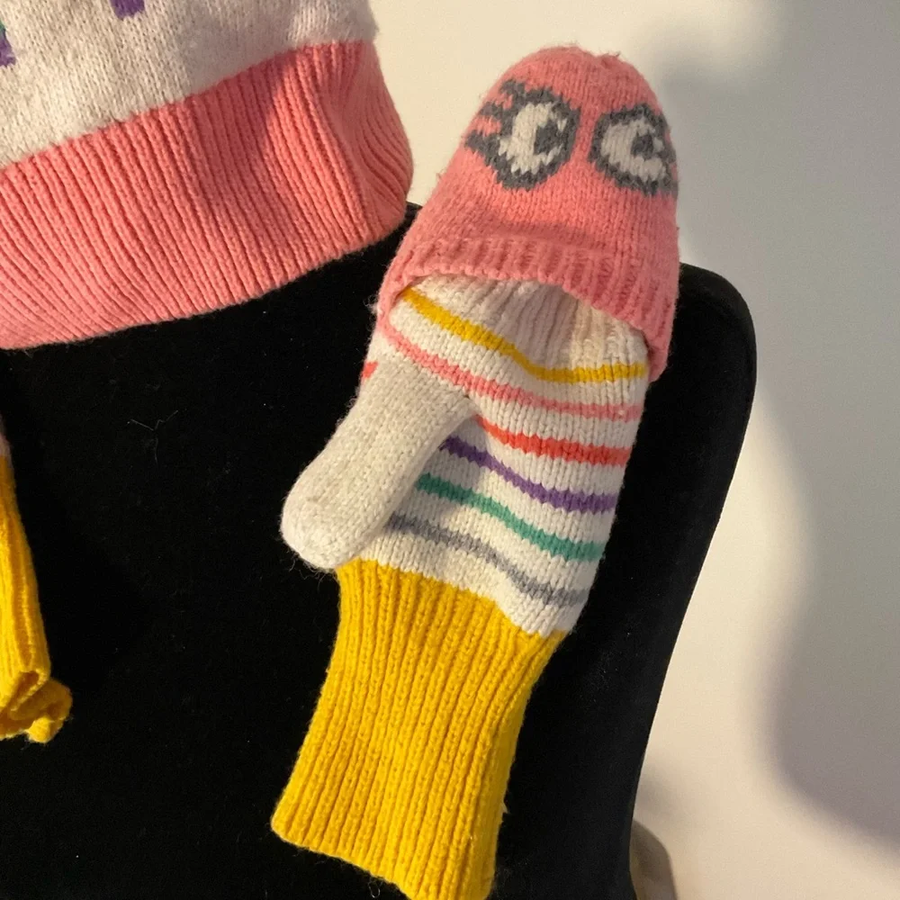 GAP Pink, Yellow & Rainbow Stripe Kids Mittens